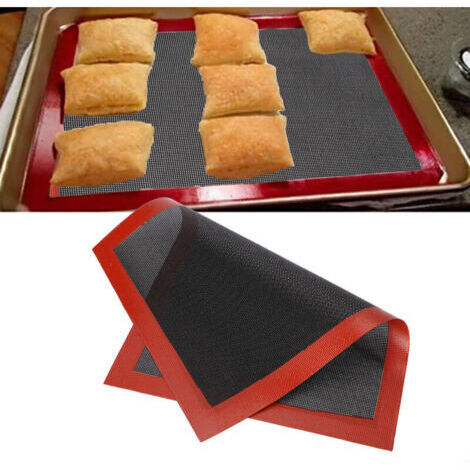 Pair Emballé avec un tapis de four en silicone microporeux, un tapis de cuisson réutilisable antiadhésif double face résistant à la chaleur, adapté aux macarons, soufflés, pizza (1/4)