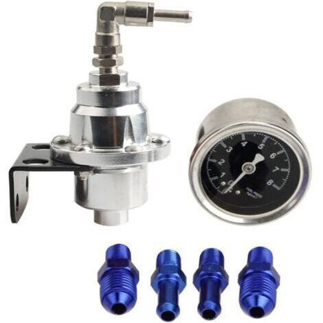 Pair Régulateur de pression de carburant réglable, surpresseur de carburant, régulateur de pression universel avec manomètre (1/4)
