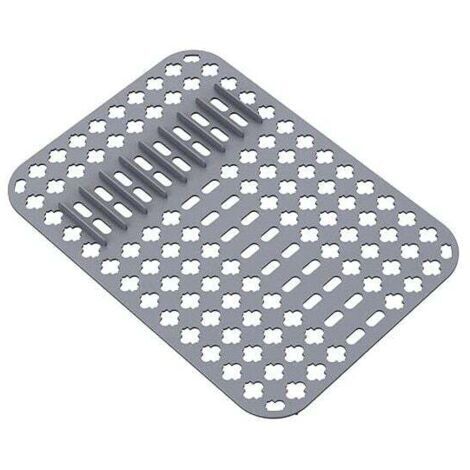 Pair 1pc Tapis d'évier, Tapis de Protection en Silicone, 40X29 CM PVC Cuisine Tapis D'évier Protecteur pour évier et évier avec Trous de Drainage (Gris) (1/4)
