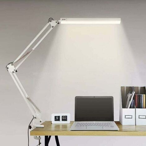 Pair Lampe de Bureau LED, Lampe de Table Architecte Pliable avec Pince, 10 Niveaux de Luminosité X 3 Modes de Couleur, Lampe de table Réglable, Protection des Yeux, 5V/2A CE Adaptateur Incluse