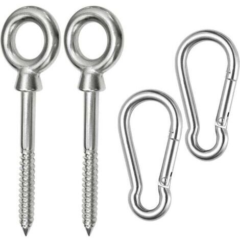 Pair ZVD-Kit de Crochet de Hamac en Acier Inoxydable, Mousquetons pour Hamac, Capacité de Charge 700 lb (1/4)
