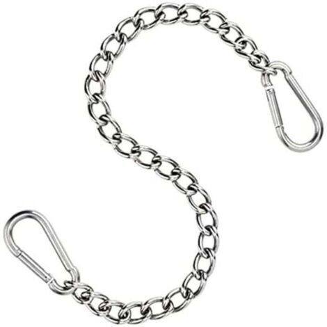 Pair Chaîne de chaise suspendue en acier inoxydable 304 - 66 cm - avec deux mousquetons - jusqu'à 250 kg - pour sac de sable - extension de chaise suspendue et hamac (acier inoxydable 304) (1/4)