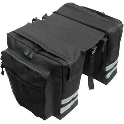 Pair Sacoches de vélo deux pièces pour VTT - Matériau PVC imperméable - Accessoires de vélo - Résistantes aux déchirures - Bande réfléchissante à l'arrière - Conviennent aux vélos, VTT, etc. Noir (1/4)