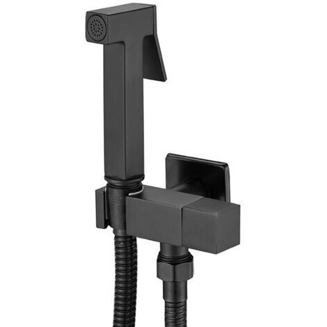 Pair Kit de douche mural carré en laiton chromé pour bidet (Noir) Z-V-D