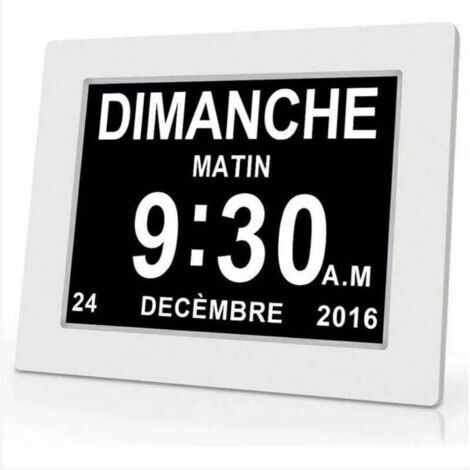 Pair Horloge calendrier numérique One Piece 7 pouces avec date et heure, horloge Alzheimer pour parents, rappel de médicaments pour grands-parents et enfants - Blanc - 20.414.32.4cm (1/4)