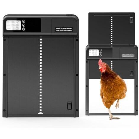 Pair Jeffergarden Porte automatique de poulailler avec minuterie en alliage d'aluminium, affichage LED étanche IP45, ouvre-porte automatique alimenté par batterie pour ferme (1/5)