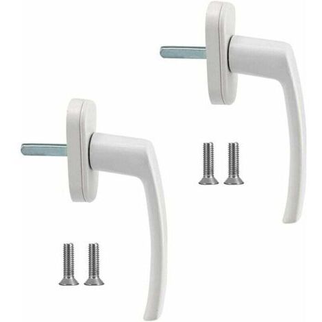 Pair Poignées de fenêtre Poignée de fenêtre en alliage d'aluminium 2 pièces Poignée en aluminium massif Poignée de porte en aluminium blanc Compatible avec les fenêtres communes et les portes de balco (1/4)