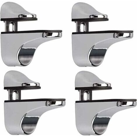 Pair ZVD-Support D'étagère en Verre Réglable, 4 Pcs Support D'étagère en Verre, Pince en Verre à Fixation Murale, Support pour Étagères en Verre, pour Tablette Verre (1/4)