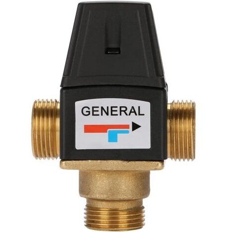 Pair Vanne en Laiton vanne mitigeur thermostatique -3 Voies Fil extérieur DN20 Filetage mâle vanne mélangeuse thermostatique en Laiton pour Chauffe-Eau Solaire (1/5)