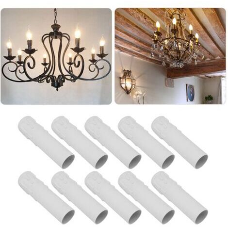 Pair - Lot de 10 manchons de bougies E14 4 pouces – ABS ignifuge – Pour lustres rétro et appliques murales – Installation rapide - 10pcs (1/5)