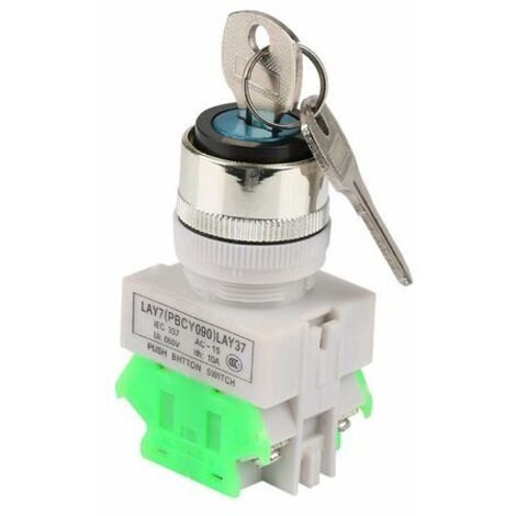 Pair - Interrupteur de Verrouillage en Metal, Commutateur Rotatif à Clé à 3 Positions avec 2 Clés Interrupteur de Verrouillage LAY37-20Y/31 220V 5A,Trou de Montage 22 mm