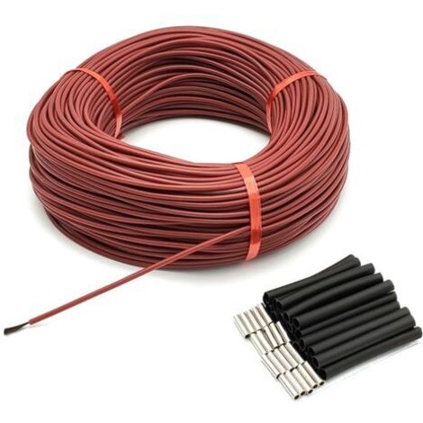 Pair - Fil chauffant en Fiber de carbone φ3mm 12K 33Ω, câble de sol chaud en caoutchouc de silicone à infrarouge lointain, haute température 200 ℃ (1/5)