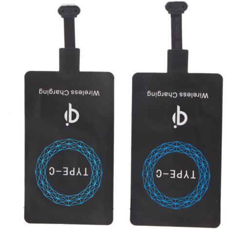 Pair - Récepteur de charge sans fil QI Type C – Lot de 2 – Silicone auto-adhésif – Compatible tous téléphones Type-C – Distance de charge 4-8mm (1/5)