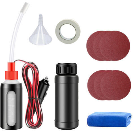 Pair - Kit de rénovation de phares, kit de nettoyage et de polissage pour phares de voiture avec liquide de revêtement, papiers de verre, flacon pulvérisateur, entonnoir, ruban de masquage et chiffon,