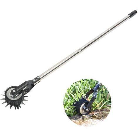 Pair - Coupe-bordures rotatif à une roue en acier inoxydable au manganèse, manuel, avec poignée, pour jardin, aménagement paysager et trottoir, 3 sections, 135 cm. (1/5)