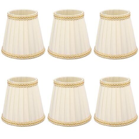 Pair - SJLERST 6Pcs Petite Abat-Jour Clip Sur Tambour Abat-Jour en Tissu pour Lustre Bougies Ampoules Accessoires d'éclairage (1/5)
