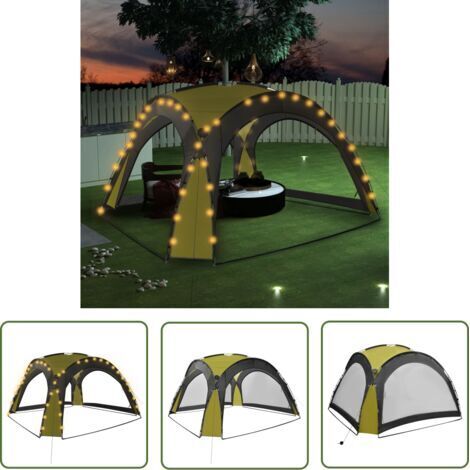 Pair - Tente de réception,Tonnelle de Jardin,Chapiteau,Barnum avec LED et 4 parois 3,6x3,6x2,3 m Vert XZZ95378 (1/5)