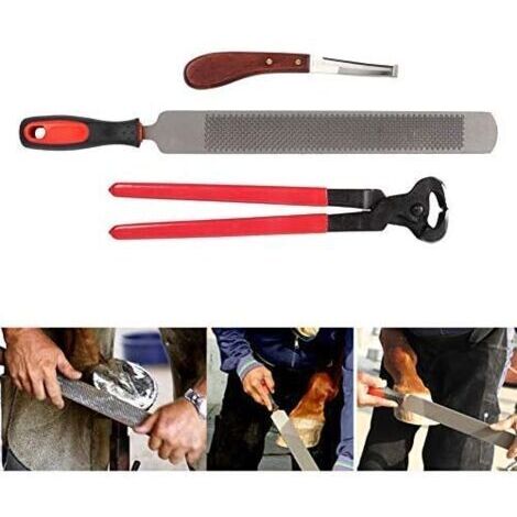 Pair - SJLERST Soins des Sabots pour Chevaux, Rappe Sabot Lime Equin Lime à Sabot Double Face avec Pince à Sonder Professionnels Couteau à Sabot (1/5)