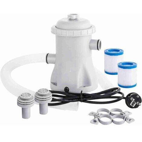 Pair - Pompe de filtration pour piscine 330 GPH (125 l/h) - Pompe à eau électrique pour pataugeoire avec 2 cartouches filtrantes - Pompe pour piscine hors sol - Petite pompe de filtration pour piscine