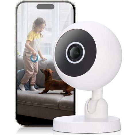 Pair - Caméra de surveillance WiFi intérieure 1080P – Vision nocturne infrarouge – Détection de mouvement – Audio bidirectionnel – Angle de 360° (1/5)