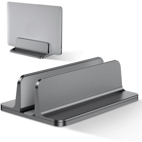 Pair - Support Ordinateur Portable Vertical, Support PC Portable en Aluminium, Réglable Bureau Laptop Stand, Gris (1/5)