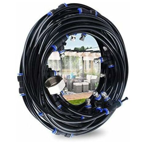 Pair - Brumisateur Exterieur,Système de Brumisation,10M Brumisateur Terrasse avec 9 Buse Brumisateur +1 Buses de Rechange+1Adaptateur (en Laiton, 3/4\"),Brumisateur pour Patio Jardin Serre Trampoline (1/5)