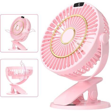 Pair - Mini Ventilateur de Bureau, 5 Vitesses Portable Ventilateur de Table Silencieux Petit, Rotation 720° Rechargeable et Ecran LCD (1/5)