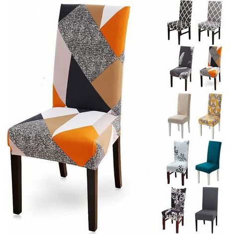 Pair - Housse de chaise extensible 6 pièces – Polyester élasthanne lavable – Protection contre taches et usure – Pour chaises 38-48 cm (1/5)