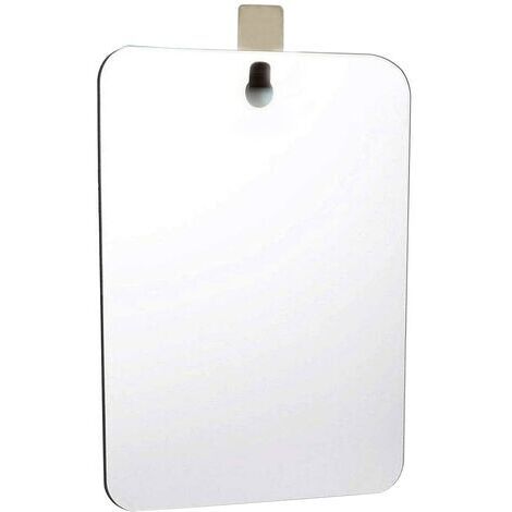 Pair - Miroir simple de salle de bain 28 x 19 cm – Plastique acrylique incassable – Antibuée pour douche – Installation facile avec crochets inox (1/5)