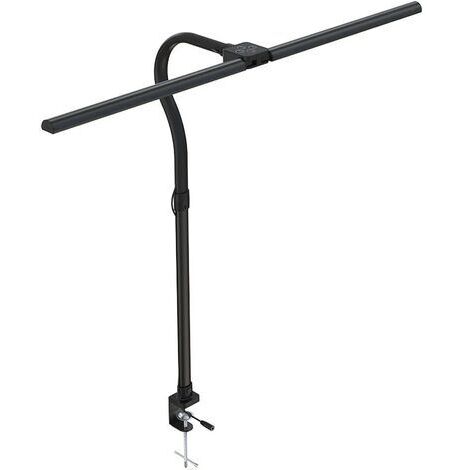 Pair - Lampe de bureau LED avec clip double extrémité, réglable à 360°, 5 niveaux de réglage, Protection des yeux, USB, Puissance 24W, Matériel PC, Noir (1/5)