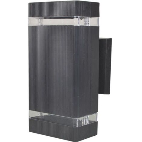 Pair - Applique murale solaire d'extérieur à LED, 1000 lumens, résistante à la pluie, à la corrosion, aux hautes températures, tension 220 V, matériau PVC/acrylique, noir (1/5)