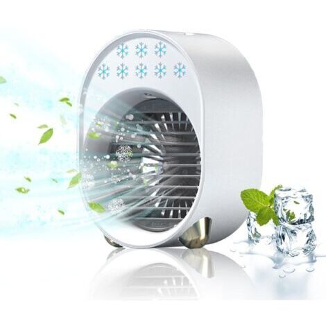 Pair - Mini Climatiseur Portable Sans Évacuation, Ventilateur Silencieux Chambre, Clim Mobile Rechargeable USB Petit Humidificateur(Blanc) (1/5)