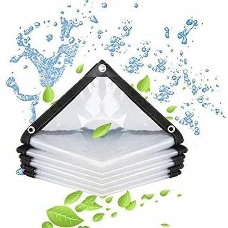 Pair - Bâche imperméable Transparente avec œillets-pour Meubles de Jardin-Utilisable en extérieur-Imperméable à la Pluie-Isolation des Plantes-Résistant à la poussière 2 x 2 m (1/5)