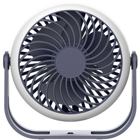Pair - Mini ventilateur portable USB rotatif à 360 ° avec crochet, batterie 2500 mAh pour bureau, chambre, tente, voyage (bleu) (1/5)