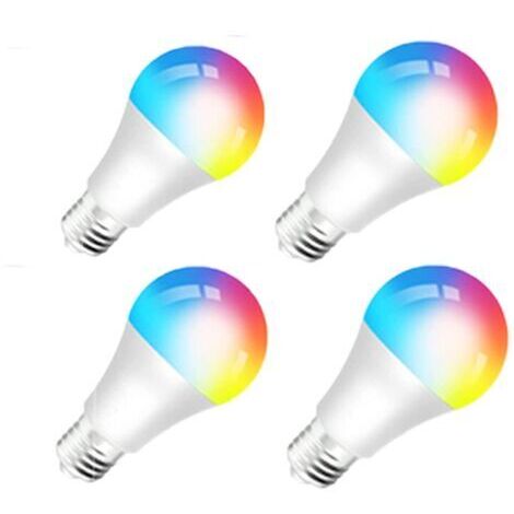 Pair - Lot de 4 Ampoules LED RGB Intelligentes, Wi-Fi, E27, 9W, 850lm, Commande Vocale, Compatible Amazon Alexa et Google Home, Lumière Colorée (1/5)