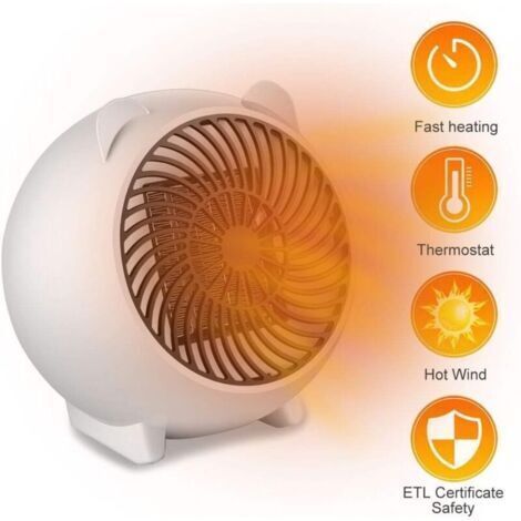 Pair - Mini radiateur soufflant, radiateur soufflant à économie d'énergie, radiateur électrique portable, radiateur électrique pour le bureau de la salle de bain (1/4)