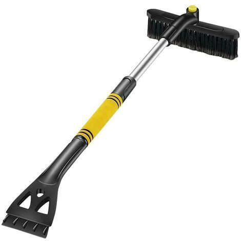 Pair - Balai à neige rétractable 3 en 1, PVC, pivotant, amovible, 64-80 cm, noir/jaune (1/5)