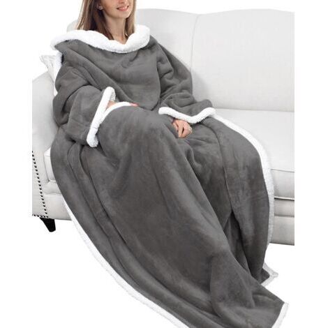 Pair - Plaid avec manches et poches en flanelle microfibre – Doux et chaud – 180 x 140 cm pour moments de détente – Unisexe (1/5)