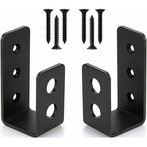 Pair - Lot de 2 supports de porte en acier 0,3 cm – Revêtement antirouille – Pour portes de 2 x 4 – Installation facile avec vis incluses (1/5)