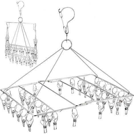 Pair - Séchoir à chaussettes pliable 36 clips en acier inoxydable pour gagner de la place (1/5)