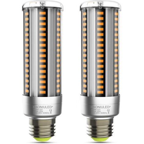 Pair - Ampoule LED E27 25 W, blanc chaud 2 700 K, angle de 360 °, non variable, sans scintillement, ampoule LED E27 en forme de maïs, lot de 2 (1/5)