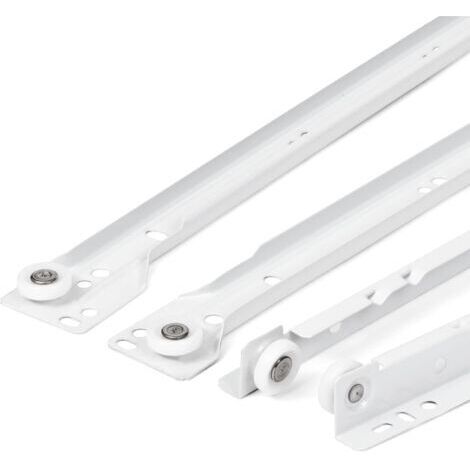 Pair - Coulisse pour tiroir 400 mm – Lot de 2 – Système à sortie partielle – Acier peint blanc – Capacité 20 kg – Montage facile (1/5)