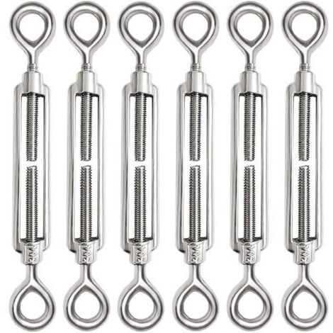 Pair - 6 Pièces Tendeur Cable M6 Tendeur Cable Inox 304 Réglable Oeil de Ridoir et Oeil pour Tendeur de Fil Cable Acier Corde Crochet Tendeur Accessoires (1/5)