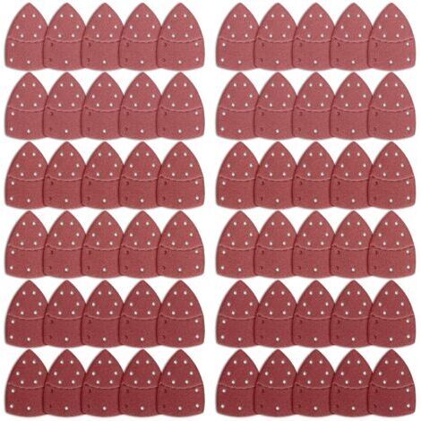 Pair - 60 Feuilles Abrasives pour Ponceuse,Triangles Papier Poncage Ponceuse Mouse,Papier Abrasif pour Ponceuse à Souris pour Ponceuses Bosch Multi-Sander,11 trous assortis Grain 40/60/80/120/180/240 (1/4)
