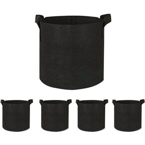 Pair - Sac de jardinage, portable, 30x25/35x30 cm, paquet de 5, noir (1/5)