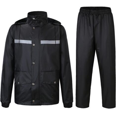 Pair - Manteau Vêtements de Pluie, Combinaison de Pluie Imperméable à Capuche, Extérieur Homme Ensemble Veste et Pantalon Imperméables(XXL)