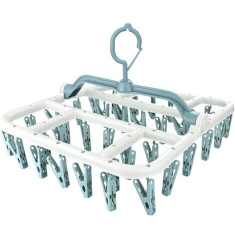 Pair - Séchoir à chaussettes avec 40 pinces à linge, séchoir à linge pliable d'intérieur avec crochets coupe-vent (1/5)