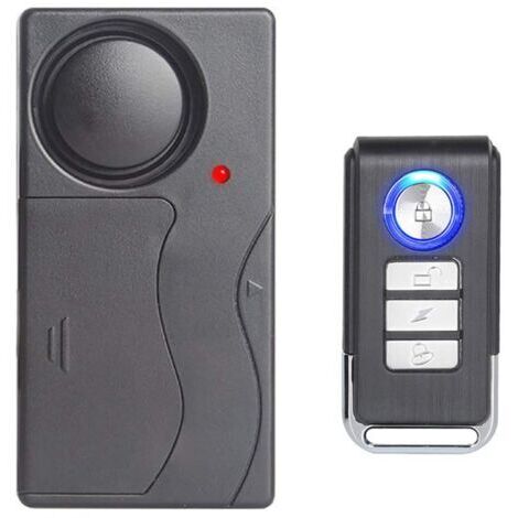 Pair - Alarme de vibration sans fil, alarme antivol pour vélo/vélo/moto/voiture/véhicules/porte/fenêtre, 110 dB super fort (télécommande incluse) (1/5)
