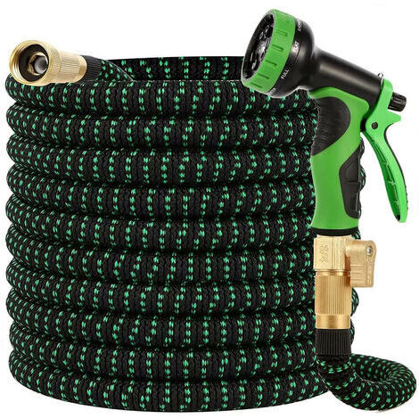 Pair - Tuyau d'arrosage rétractable, anti-étouffement, 30m, charge 5 kg, noir/vert (1/5)