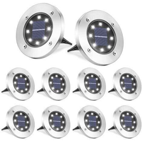 Pair - 8 Pièces LED Lumière Solaire Extérieur-Lampe Solaires Jardin Au Sol-Blanc Froid Pelouse Lumière (1/5)